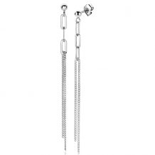 ZINZI zilveren oorstekers dubbele ketting en paperclip schakel 85mm ZIO2262