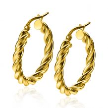 ZINZI gold plated zilveren wokkel oorringen met gedraaide buis 26x4mm ZIO2281G