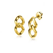 ZINZI gold plated zilveren oorstekers gourmet schakels 19mm ZIO2331