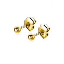 3mm ZINZI gold plated zilveren oorknoppen glad bol ZIO805G