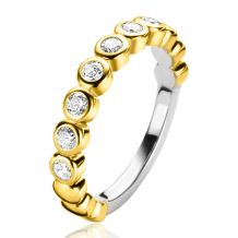 ZINZI gold plated zilveren aanschuifring met ronde witte zirconia's ZIR1311Y
