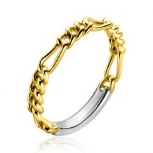 ZINZI gold plated zilveren aanschuifring met figaro schakel 3mm ZIR2291G