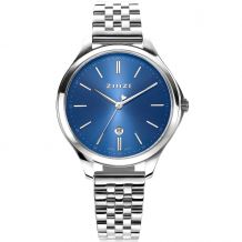 ZINZI Classy horloge 34mm blauwe wijzerplaat stalen kast en band datum ZIW1042
