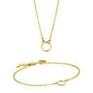 Giftset: Gold plated zilveren armband met open rondje en bijpassende gold plated zilveren ketting. Een complete look in één giftset GIFTSET2523G
