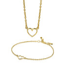 Giftset: Gold plated zilveren armband met bijpassende gold plated zilveren ketting. Een complete look in één giftset GIFTSET1420G