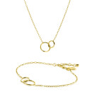 Giftset: Gold plated zilveren armband met bijpassende gold plated zilveren ketting 'Verbondenheid'. Een complete look in één giftset GIFTSET2275G