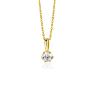 8,5mm ZINZI Gold 14 krt gouden hanger bezet met een witte ronde zirkonia (4,5mm) ZGH544 (zonder collier)