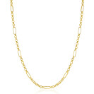 ZINZI Gold 14 karaat gouden massieve ketting met lange paperclip-schakels gecombineerd met jasseron schakels 41-43cm ZGC495
