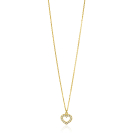 ZINZI Gold 14 krt gouden anker ketting met sierlijk open hartje (7mm), bezet met witte zirconia's 40-42,5cm ZGC450
