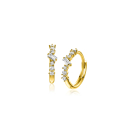 13mm ZINZI Gold 14 krt gouden oorringen met rechthoekige baguette geslepen zirkonia en zes ronde witte zirkonia's, met luxe klapsluiting 13 x 2mm ZGO528