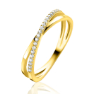 ZINZI Gold 14 krt gouden ring met cross-over design: glad en bezet met witte zirconia's ZGR469
C