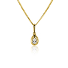 13mm ZINZI Gold 14 krt gouden hanger met druppelvormige witte zirconia in bewerkt kastje ZGH559 (zonder collier)
