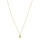 ZINZI Gold 14 krt gouden schakelkettinkje 43cm met sierlijke ronde hanger, bezet met witte zirconia ZGC371