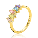ZINZI gold plated zilveren ring (6mm breed) rechthoekige zettingen, bezet met multicolor kleurstenen ZIR2739C