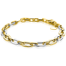 ZINZI gold plated zilveren schakelarmband met bicolor rechthoekige schakels (6,5mm breed) ZIA2757