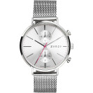 ZINZI Traveller horloge zilvergekleurde wijzerplaat en kast stalen mesh band 39mm dual time ZIW702M