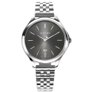 ZINZI Classy horloge 34mm grijze wijzerplaat stalen kast en band, datum ziw1024
