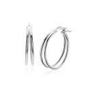 24mm ZINZI zilveren multi-look oorringen met dubbele buis. Met gemakkelijke bovensluiting ZIO2858
