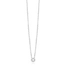 ZINZI zilveren ketting met ronde hanger (8mm) bezet met witte zirkonia’s in verfijnde chatonzetting 42-45cm ZIC2870