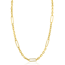 ZINZI gold plated zilveren schakelketting met vijf lange ovale schakels 5,5mm breed 43-47cm ZIC2711G