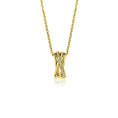ZINZI gold plated zilveren ketting 42–45cm met luxe cross-over hanger (16mm) bezet met witte zirkonia's ZIC1790Y
