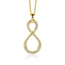 35mm ZINZI gold plated zilveren hanger Infinity bezet met witte zirconia's ZIH2570Y (zonder collier)