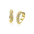 17mm ZINZI gold plated zilveren oorringen volledig bezet met pavé gezette witte zirkonia’s in een vloeiende lijn, luxe klapsluiting ZIO2883Y
