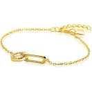 ZINZI goldplated zilveren schakelarmband met twee verbonden schakels, bezet met witte zirkonia's ZIA2809