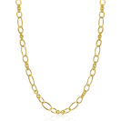 ZINZI goldplated zilveren schakelketting 45cm met speelse combinaties van ronde en ovale schakels ZIC2706G
