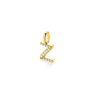 ZINZI gold plated zilveren letter hanger Z bezet met witte zirkonia's ZIH2828-Z (zonder ketting)