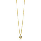ZINZI gold plated zilveren ketting met druppelvormige hanger (14mm) bezet met witte zirkonia’s 42-45cm ZIC2871