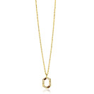 ZINZI gold plated zilveren ketting met zeshoekige hanger (18mm) bezet met champagne, bruine en witte kleurstenen 42-45cm ZIC2869