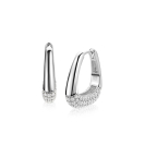 21mm ZINZI zilveren oorringen glad in een trendy tasvorm, sierlijk bezet met witte zirkonia's en luxe klapsluiting ZIO2806