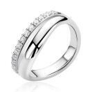 ZINZI zilveren multi-look ring met brede gladde band en band bezet met witte zirkonia's ZIR2902