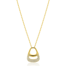 ZINZI goldplated zilveren ketting 45cm met stijlvolle dubbele hanger, bezet met witte zirconia's ZIC2806Y