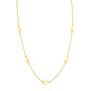 ZINZI goldplated zilveren ketting 45cm met glanzende sterren en witte pareltjes ZIC2780