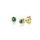 MAART oorknoppen 4mm gold plated met geboortesteen blauw aquamarijn zirconia
