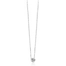 ZINZI zilveren ketting met hanger in roosdesign (9mm) en bezet met een witte zirkonia in het midden 42-45cm ZIC2872