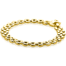 ZINZI gold plated zilveren brede rolex-style schakel-armband 8mm breed 19cm ZIA2764G