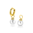 8mm ZINZI goldplated zilveren oorbedels met ronde witte parel en pavé gezette top met witte zirkonia’s ZICH2823Y (zonder oorringen)