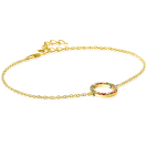 ZINZI gold plated zilveren armband met open rondje 12mm bezet regenboog 17-20cm ZIA2170
