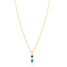 ZINZI gold plated zilveren ketting 42-45cm met luxe peervormige turquoise hanger en blauwe ruitvorm ZIC2745