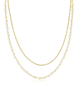 ZINZI goldplated zilveren dubbele schakelketting 40–45cm met fijne hartvormige schakels ZIC2775G