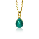 ZINZI zilveren hanger geelverguld groen peervorm 20mm ZIH1934GG (zonder collier)