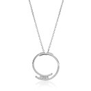 ZINZI zilveren ketting met grote open ronde hanger 25mm bezet met witte zirkonia's 45-50 cm ZIC2645