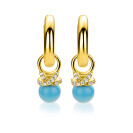 8mm ZINZI gold plated zilveren oorbedels met een turquoise parel en een strikvormige zetting bezet met witte zirkonia’s ZICH2863T (zonder oorringen)