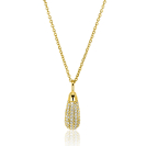 23mm ZINZI gold plated zilveren druppel hanger, bezet met witte zirkonia's ZIH2669Y (zonder collier)