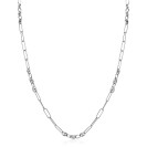 ZINZI zilveren koffieboon schakelketting 45cm, gecombineerd met lange ovale schakels ZIC2467