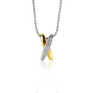ZINZI zilveren hanger cross-over bicolor met witte zirconia's 18mm ZIH2240 (zonder collier)