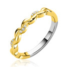 ZINZI gold plated zilveren ring met een sierlijk golvend design, subtiel bezet met witte zirkonia’s ZIR2875